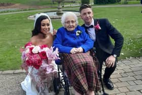 Resident Minnie Hildreth with her granddaughter, Rachel and partner, Elliot