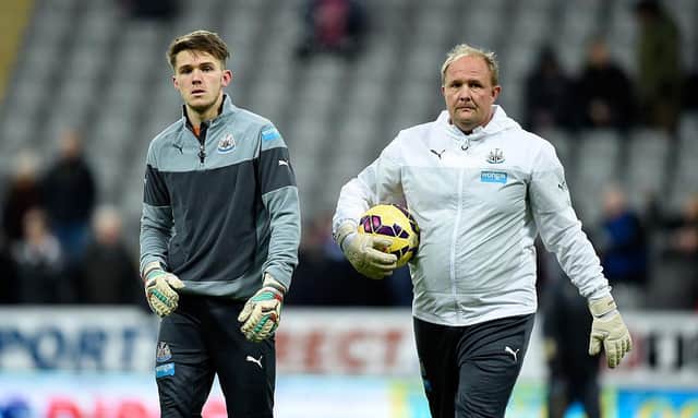 Freddie Woodman and his father Andy at Newcastle United in 2014.