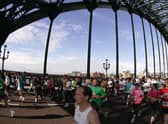 Runners cross the Tyne Bridge during the Great North Run.  (Photo by Ian Walton/Getty Images)