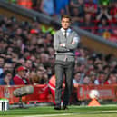 LIVERPOOL, ENGLAND - AUGUST 27: Scott Parker, Manager of AFC Bournemouth reacts during the Premier League match between Liverpool FC and AFC Bournemouth at Anfield on August 27, 2022 in Liverpool, England. (Photo by Michael Regan/Getty Images)
