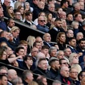 Amanda Staveley (2R), Jamie Reuben and Mehrdad Ghodoussi (R), Co-owners of Newcastle look on with CEO Darren Eales during the Premier League match between Newcastle United and Brentford FC at St. James Park on October 08, 2022 in Newcastle upon Tyne, England. (Photo by Stu Forster/Getty Images)