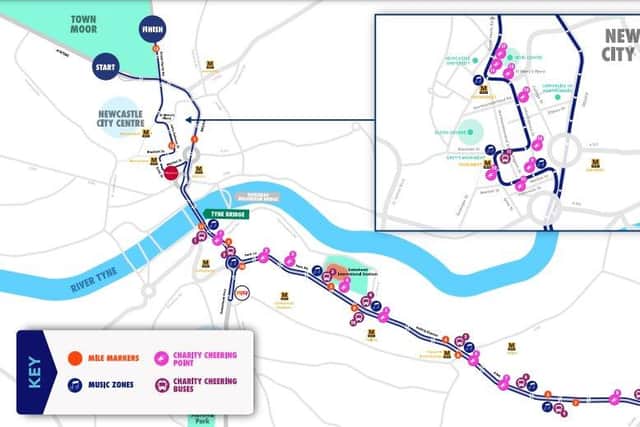 Newcastle City Centre will feature in the race with around 57,000 entrants making there way through the streets (Route Map courtesy of Great Northern Run)