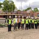 The Lovell site team with learners and staff from the Building Heroes programme at Darlington College.