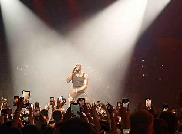 Stormzy during his set at Newcastle's Utilita Arena for his Heavy Is The Head tour.