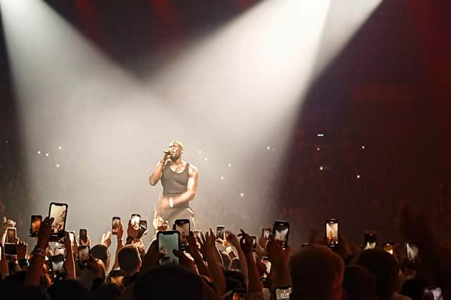 Stormzy during his set at Newcastle's Utilita Arena for his Heavy Is The Head tour.