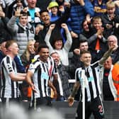 Alexander Isak celebrates scoring Newcastle United's fifth goal.