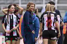 Newcastle United Co-owner Amanda Staveley on the pitch after the FA Women's National League Division One North match against Alnwick Town Ladies at St James' Park on May 01, 2022 in Newcastle upon Tyne, England. (Photo by Stu Forster/Getty Images)