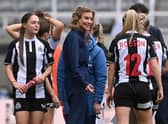 Newcastle United Co-owner Amanda Staveley on the pitch after the FA Women's National League Division One North match against Alnwick Town Ladies at St James' Park on May 01, 2022 in Newcastle upon Tyne, England. (Photo by Stu Forster/Getty Images)
