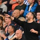 Brighton's Italian head coach Roberto De Zerbi has had a phenomenal first season in England, guiding Albion to the Europa League in an historic achievement.(Photo by GLYN KIRK/AFP via Getty Images)