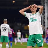 Newcastle United's Miguel Almiron reacts after a missed chance at Selhurst Park.