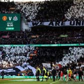 Newcastle United fans at Wembley for the Carabao Cup final.