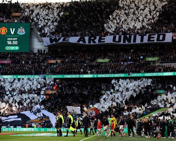 Newcastle United fans at Wembley for the Carabao Cup final.