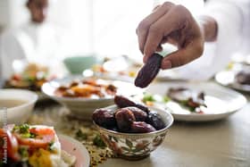 In Ramadan, dates are normally eaten during the the meal before sunrise to begin the fast and are also eaten after sunset to break the fast.