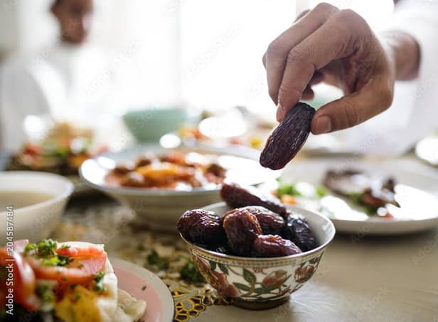 <p>In Ramadan, dates are normally eaten during the the meal before sunrise to begin the fast and are also eaten after sunset to break the fast.</p>