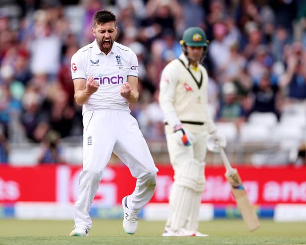 After picking up five wickets in one Ashes session, Wood is the golden boy of English cricket this week. Photo by Richard Heathcote/Getty Images