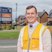 Site Manager Darren Best celebrates his first Pride in the Job award for his work