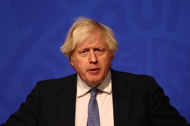 Boris Johnson held a press conference from Downing Street last night. Picture: Adrian Dennis-WPA Pool/Getty Images