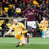 Livingston's Nicky Devlin stops Hearts' Garang Kuol during the 0-0 draw in West Lothian.