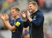 Newcastle United head coach Eddie Howe with winger Matt Ritchie.