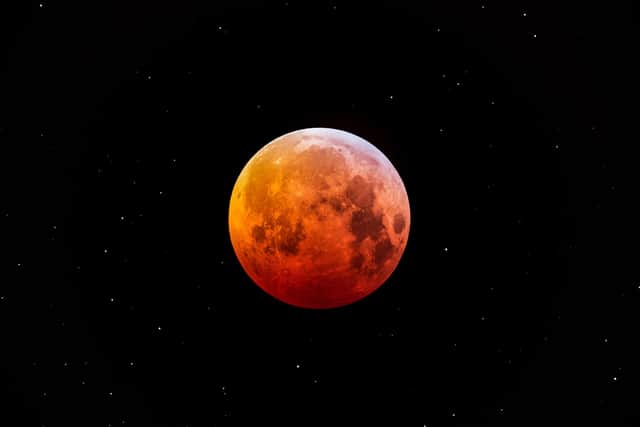 The partial lunar eclipse on March 14 may start to look much redder, like this pic, as it gets lower down on the horizon, creating a ‘blood moon’ effect.