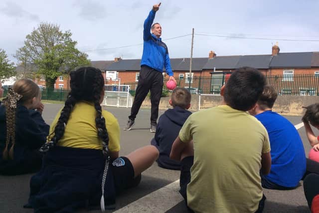 The children from St Cuthbert’s Catholic Primary in Walbottle enjoyed tasters of five different activities, with handball, cricket, and tennis making up the remaining three.