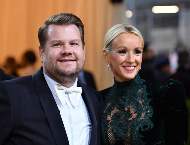 British actor and TV host James Corden and his wife Julia Carey arrive for the 2022 Met Gala at the Metropolitan Museum of Art on May 2, 2022, in New York. Photo by ANGELA WEISS/AFP via Getty Image