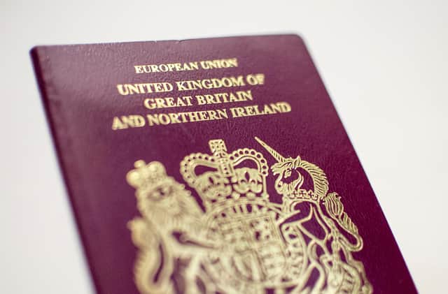 A British passport (United Kingdom of Great Britain and Northern Ireland), London.