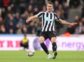 Sven Botman of Newcastle United passes the ball during the Premier League match between Newcastle United and Everton FC at St. James Park on October 19, 2022 in Newcastle upon Tyne, England. (Photo by George Wood/Getty Images)