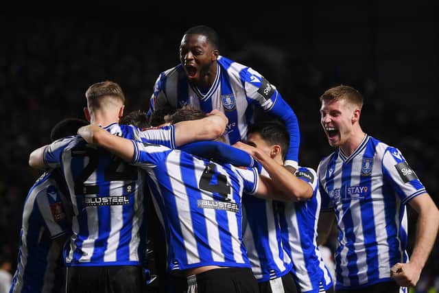 SJosh Windass of Sheffield Wednesday celebrates with team mates after scoring their sides second goal in the FA Cup win over Newcastle (Picture: Laurence Griffiths/Getty Images)