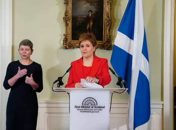 Nicola Sturgeon speaking during a press conference at Bute House in Edinburgh where she announced she will stand down as First Minister of Scotland
