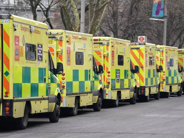 Ambulances outside a hospital