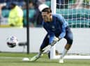 PNE 'keeper Freddie Woodman warms up before the game against Watford.