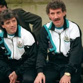 Newcastle United manager Kevin Keegan and assistant Terry McDermott in the dugout on February 8, 1992.