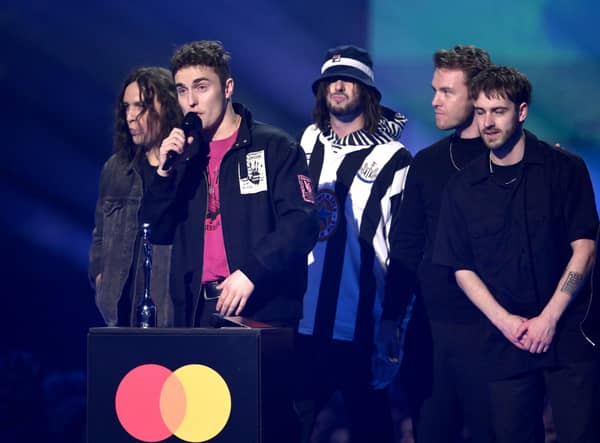 Sam Fender receives the award for Best Alternative/Rock Act at the 2022 Brit Awards. (Photo by Gareth Cattermole/Getty Images )
