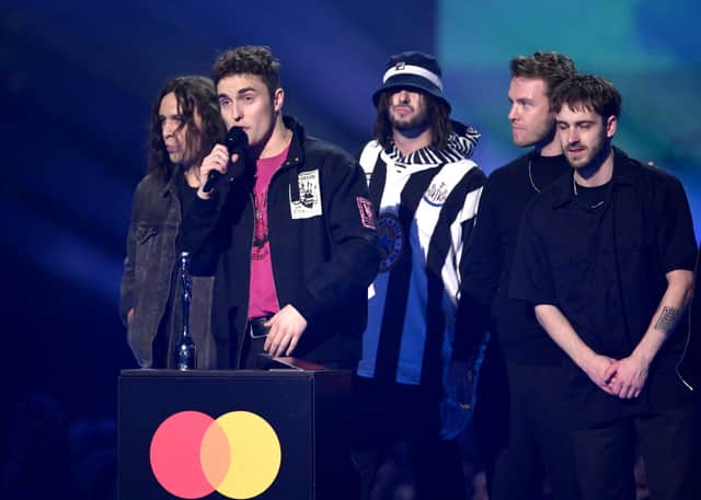 Sam Fender receives the award for Best Alternative/Rock Act at the 2022 Brit Awards. (Photo by Gareth Cattermole/Getty Images )