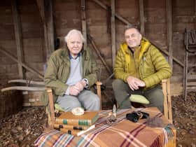 Sir David Attenborough (left) speaking to the presenter Chris Packham for Winterwatch. (Photo credit: BBC/PA Wire)