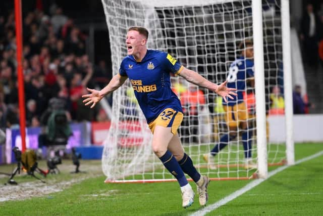 Elliot Anderson's first goal for Newcastle United was disallowed for offside (Photo by Laurence Griffiths/Getty Images)