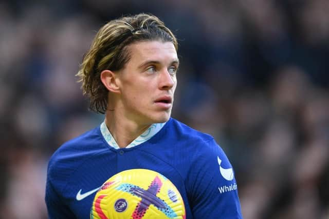 Conor Gallagher of Chelsea looks on during the Premier League match between Chelsea FC and Crystal Palace at Stamford Bridge on January 15, 2023 in London, England. (Photo by Mike Hewitt/Getty Images)