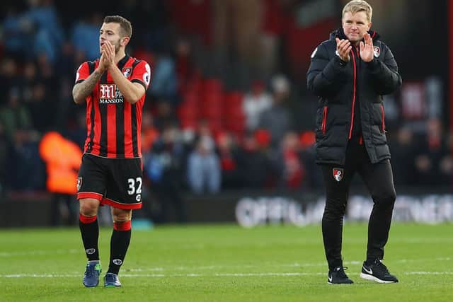 Newcastle United head coach Eddie Howe pictured alongside Jack Wilshere. (Photo by Michael Steele/Getty Images)