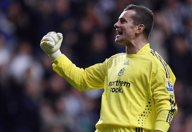 Shay Given in action for Newcastle United in 2008 (Photo credit should read PAUL ELLIS/AFP via Getty Images)
