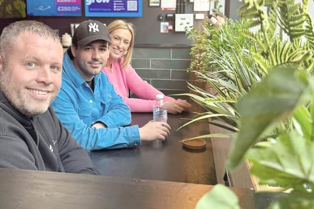 L-R Andy Taylor, Team Lead, Lucy Stirman, SEO Executive, Nathan Georgiou, Head of Marketing.