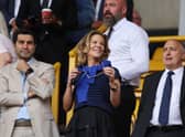 Newcastle United chief executive officer Darren Eales, right, with co-owners Mehrdad Ghodoussi and Amanda Staveley at Molineux in August.