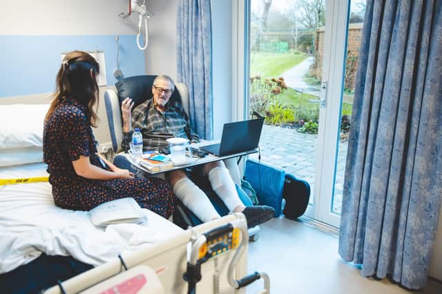 A patient receiving care