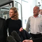 Newcastle United co-owners Amanda Staveley and husband Mehrdad Ghodoussi arrive at St James's Park following the club's takeover in October 2021.