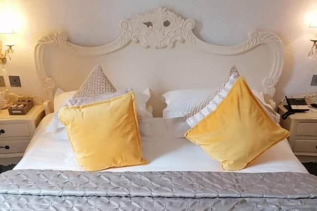 The large bed in one of Karma Sanctum's spacious deluxe doubles. Image: Sister London