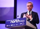 Michael Gove, Secretary of State for Levelling Up, Housing and Communities, speaking at the Convention of the North in Manchester. PIC: James Speakman/PA Wire
