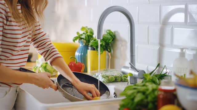 Don't delay washing up - your spirits will flag if you come home from work to a sink full of pots.