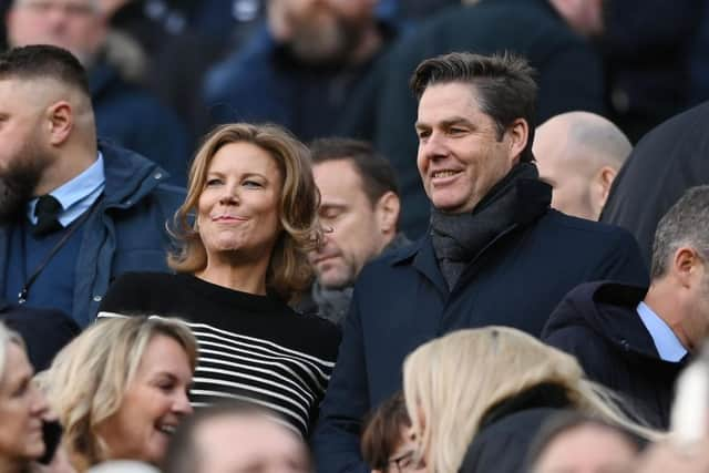 Newcastle United co-owner Amanda Staveley and Premier League chief executive Richard Masters at St James' Park in January.