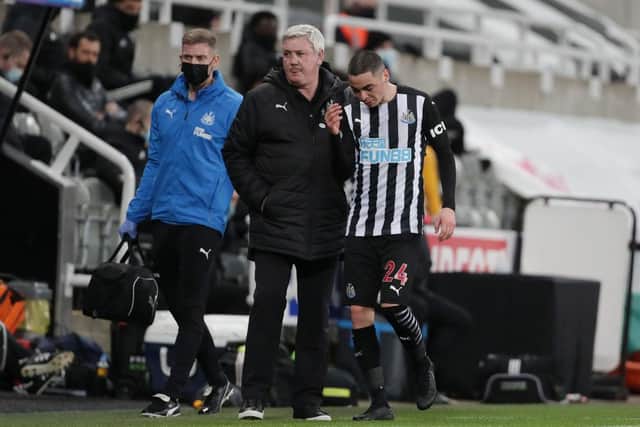 Miguel Almiron could return to the Newcastle United squad for the trip to Brighton and Hove Albion. (Photo by Richard Sellers - Pool/Getty Images)