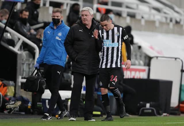 Miguel Almiron could return to the Newcastle United squad for the trip to Brighton and Hove Albion. (Photo by Richard Sellers - Pool/Getty Images)